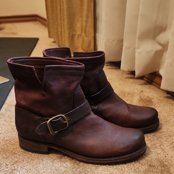 Frye Shoes - Frye Brown Leather Harness Moto Boots